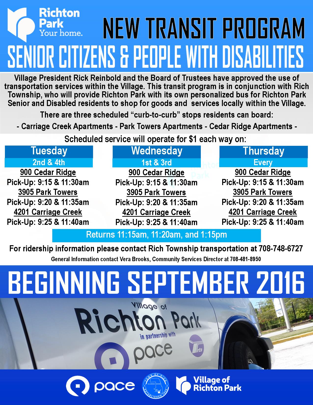 Richton Park - Township - Transit Program Flyer