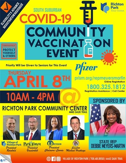 Richton Park Vaccination Event TOMORROW 10am-4pm